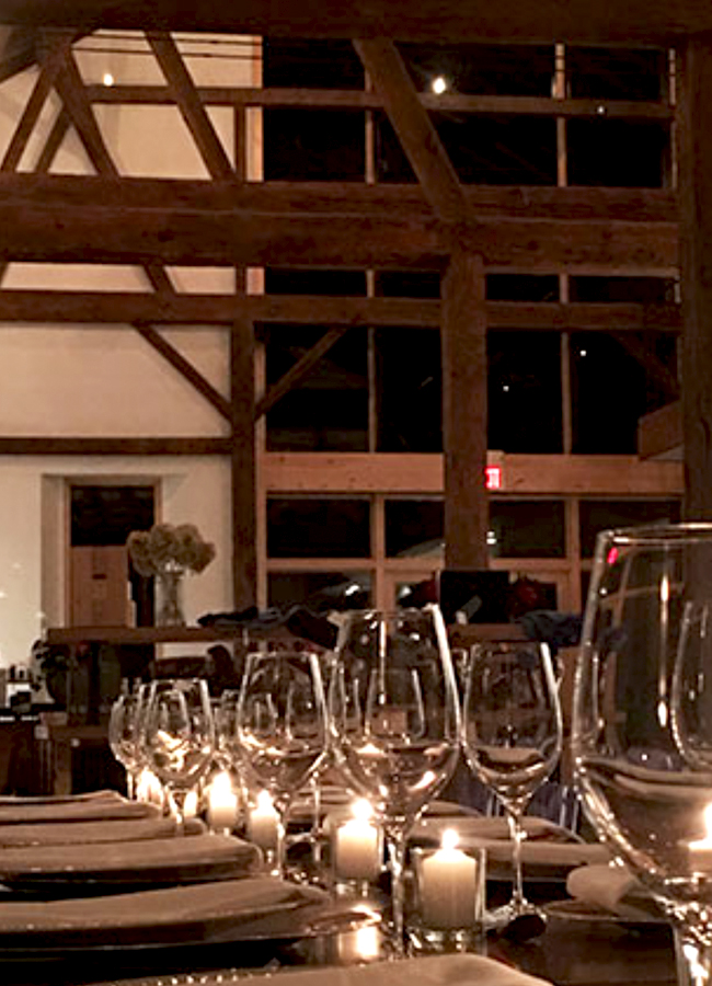 Candlelit Table Setting in The Tasting Barn